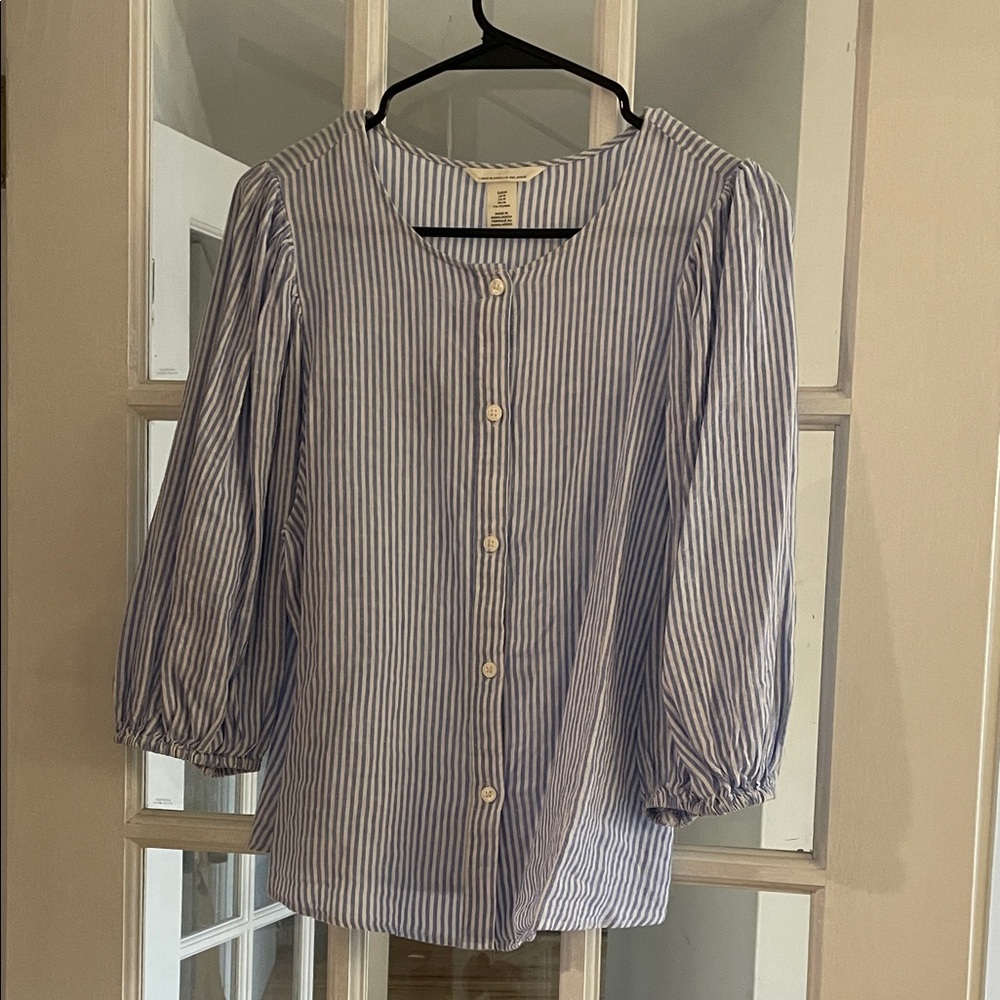H&M Blue and White Striped Blouse